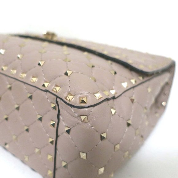 Valentino Large Rockstud Spike Chain Strap Bag Poudre Leather - Picture 9 of 11